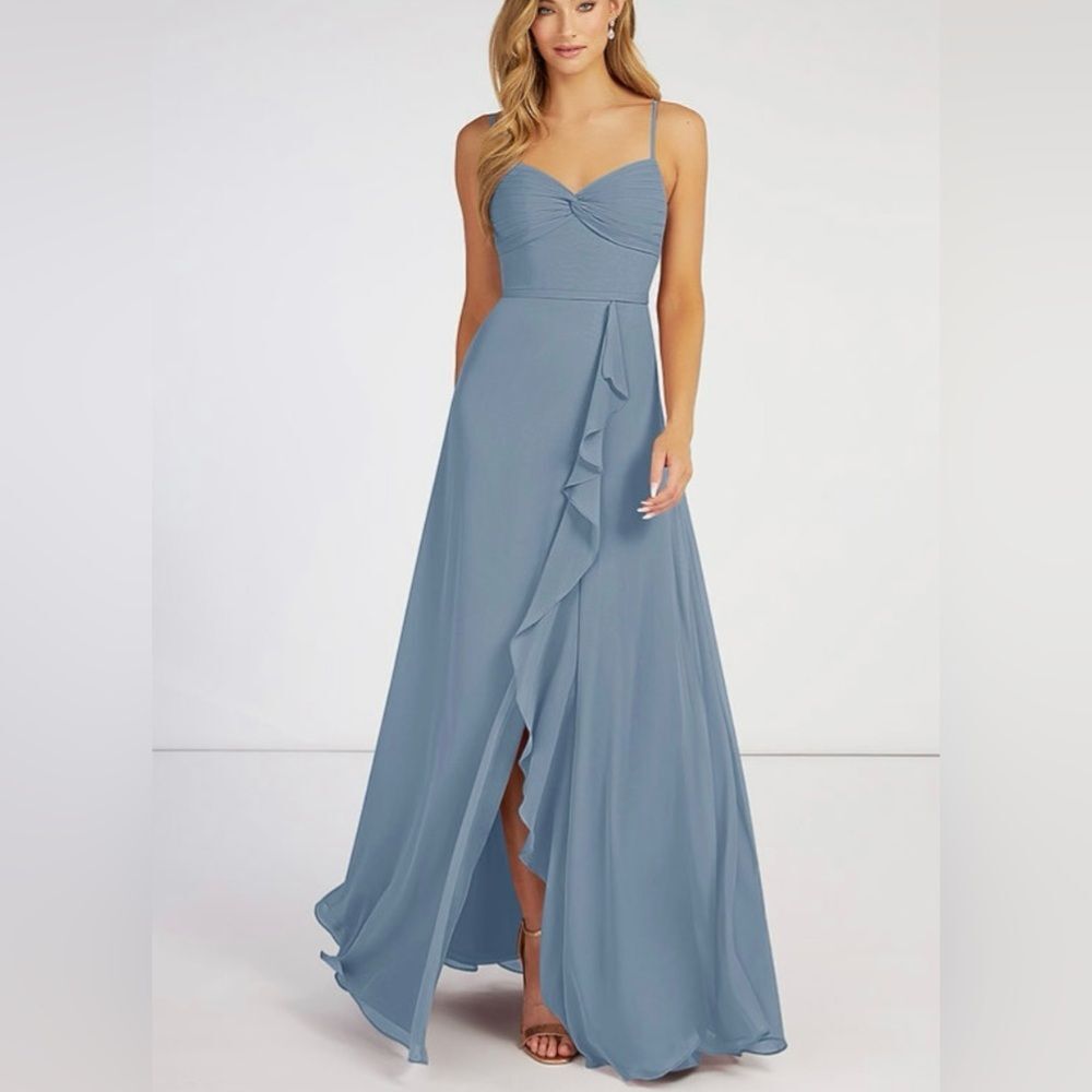 Azazie dusty blue bridesmaids dress size a8